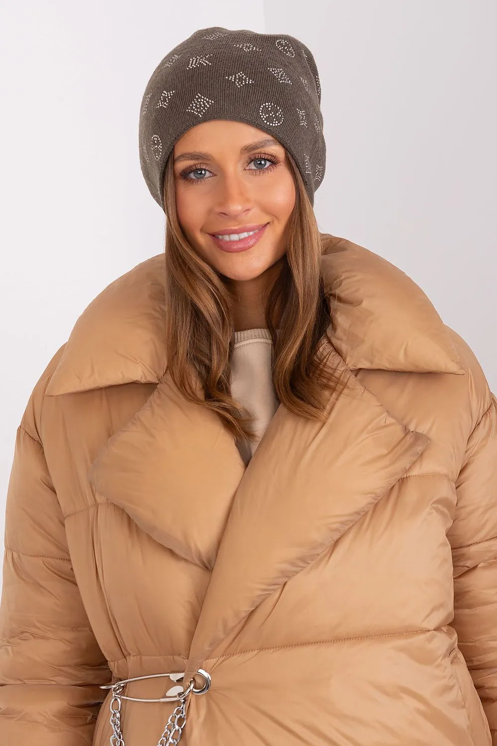 Warm winter beanie hat with cashmere