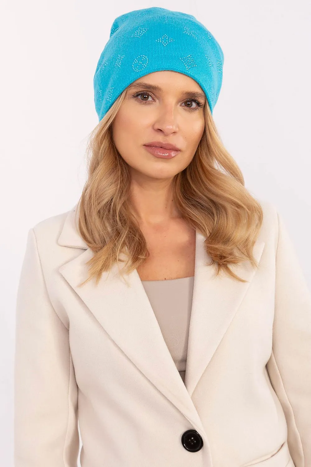 Warm winter beanie hat with cashmere