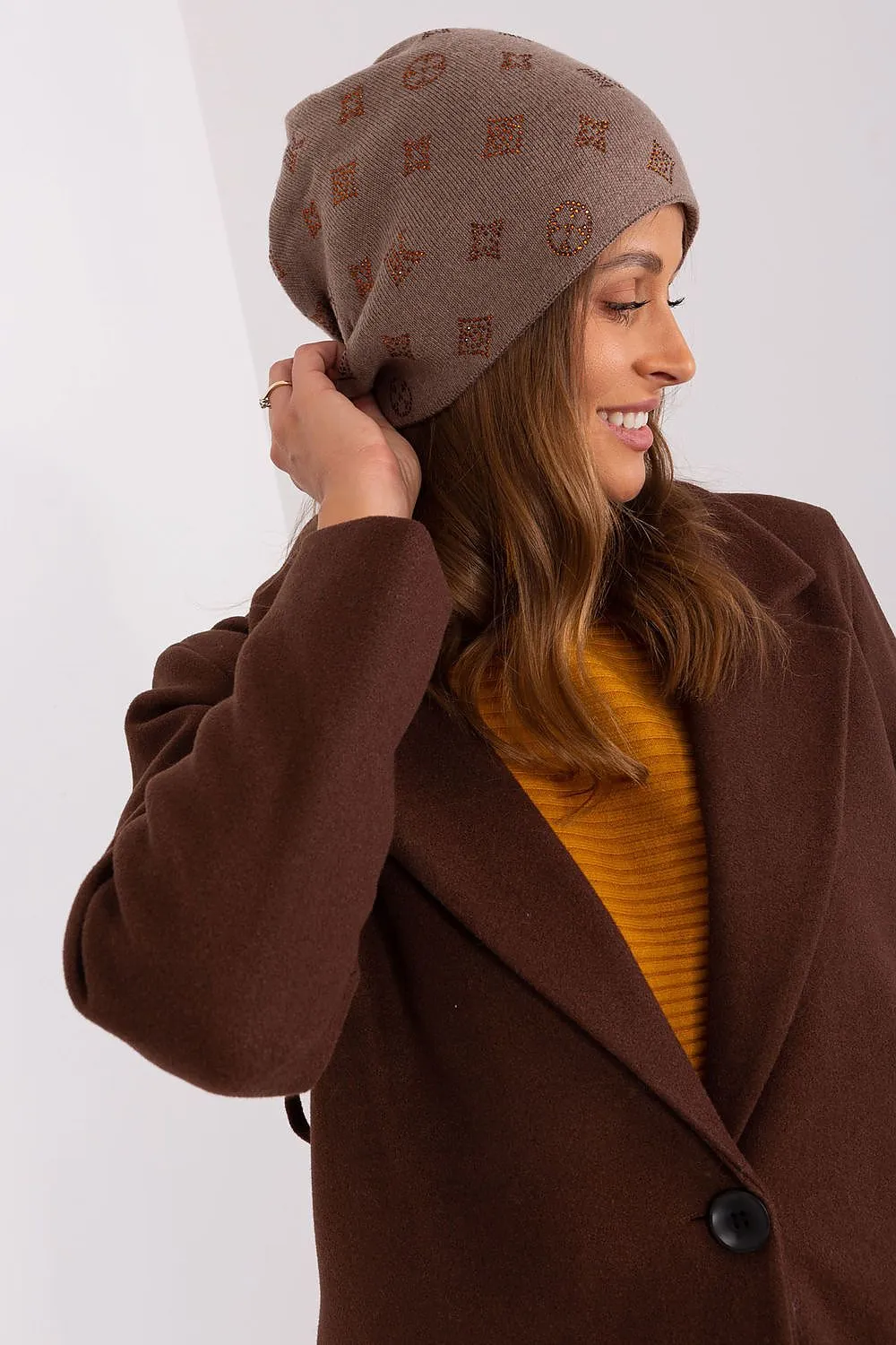 Warm winter beanie hat with cashmere