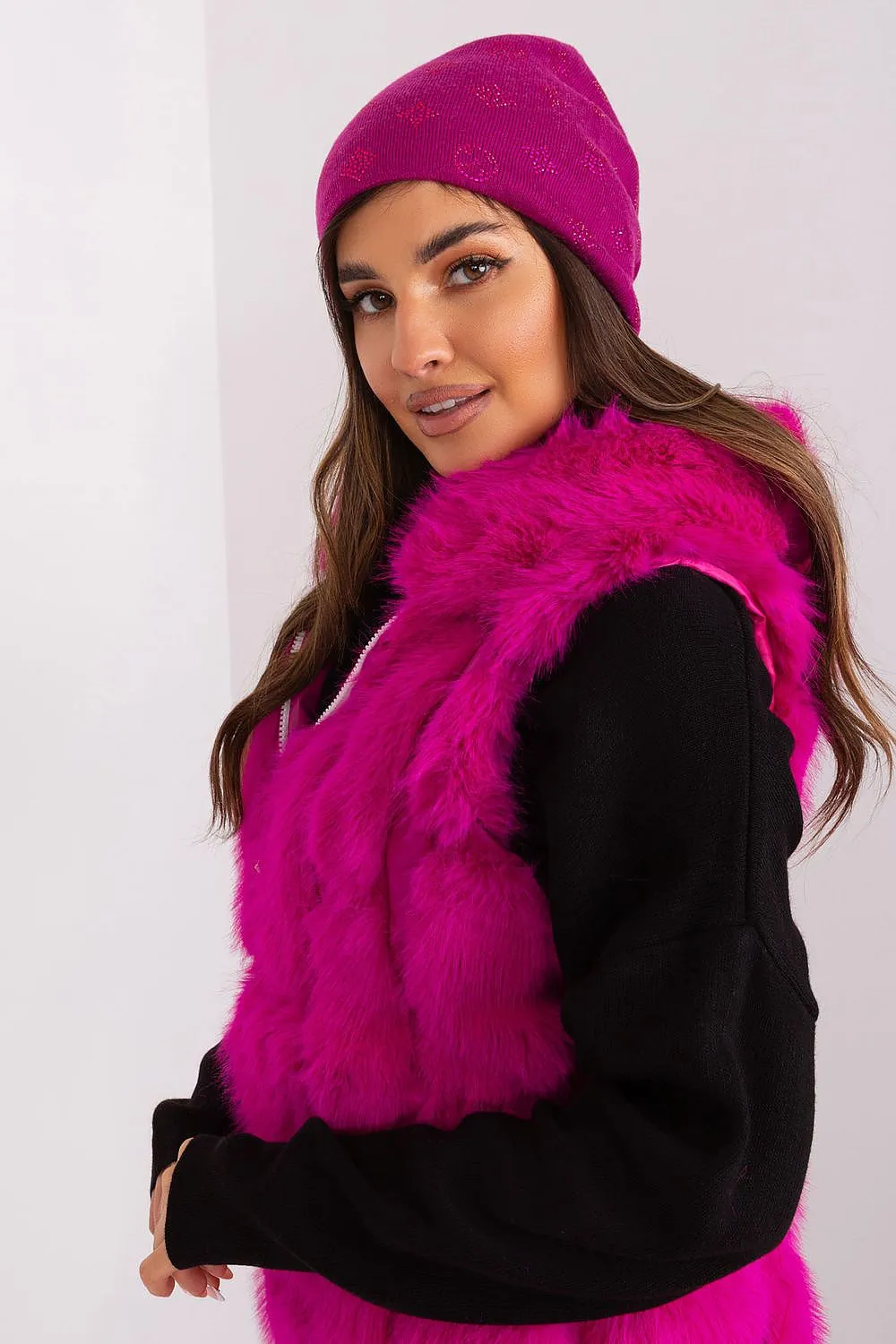 Warm winter beanie hat with cashmere