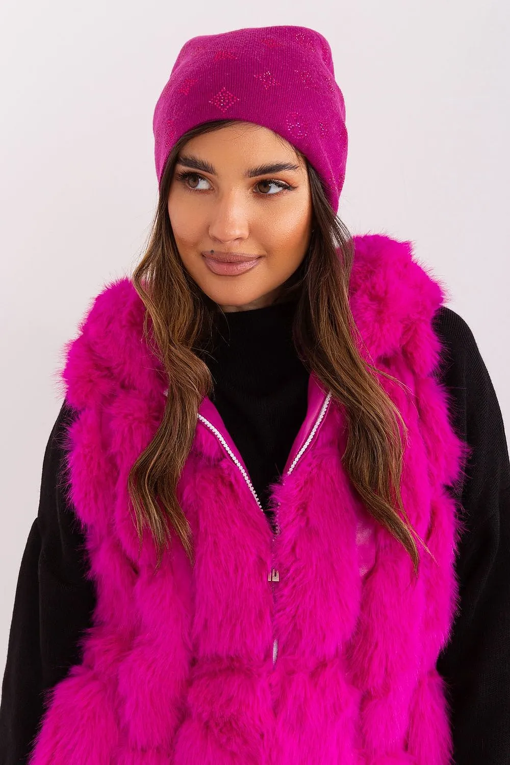 Warm winter beanie hat with cashmere