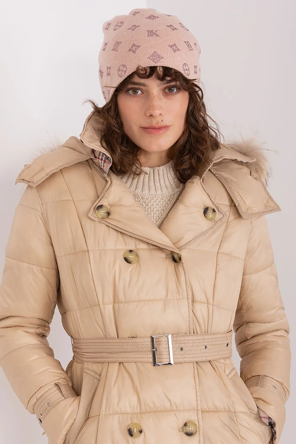 Warm winter beanie hat with cashmere