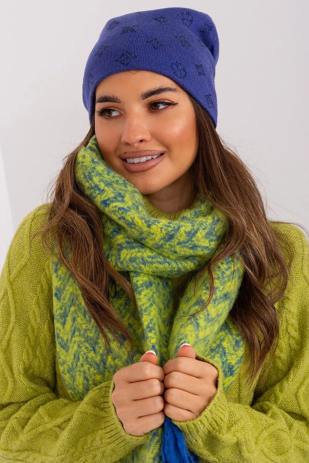 Warm winter beanie hat with cashmere