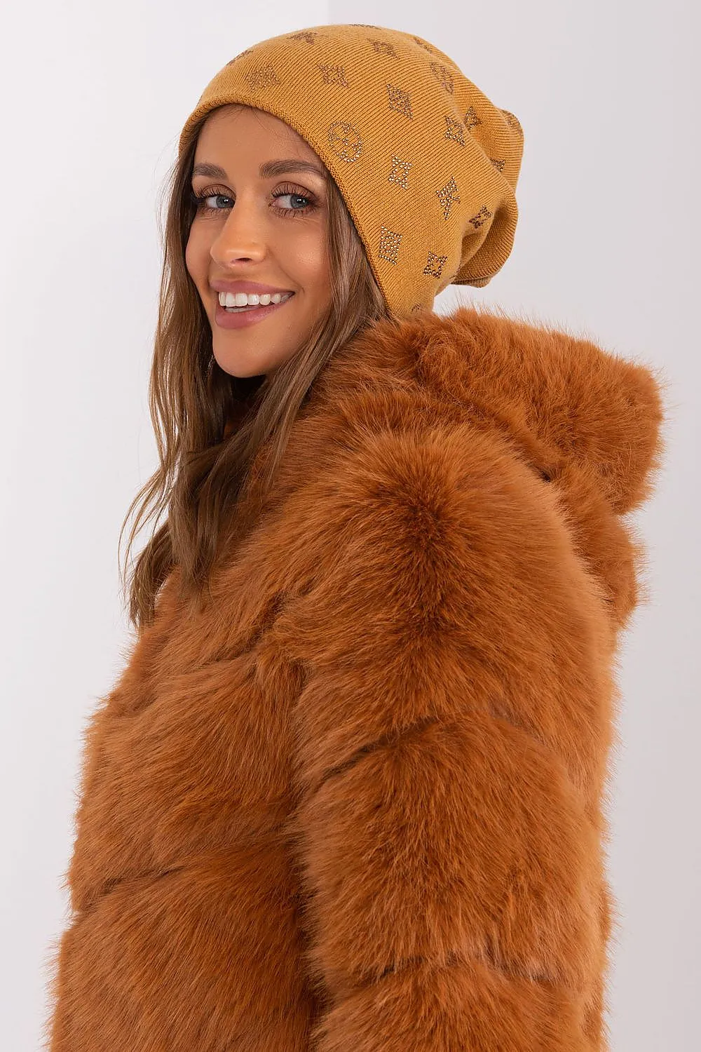Warm winter beanie hat with cashmere