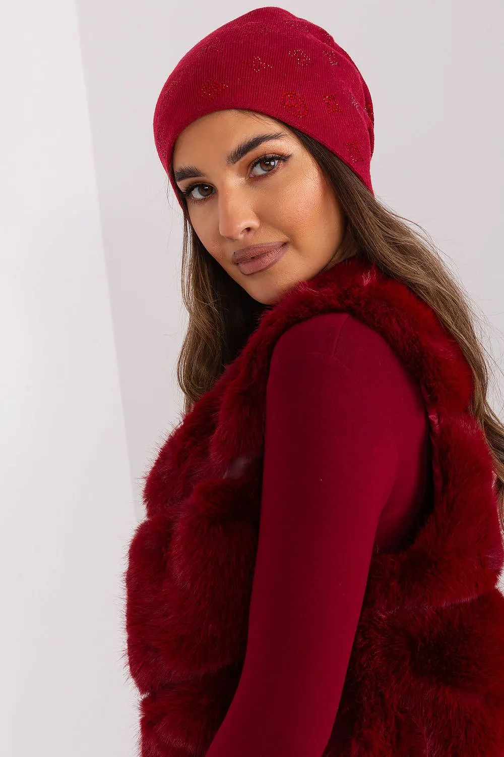 Warm winter beanie hat with cashmere