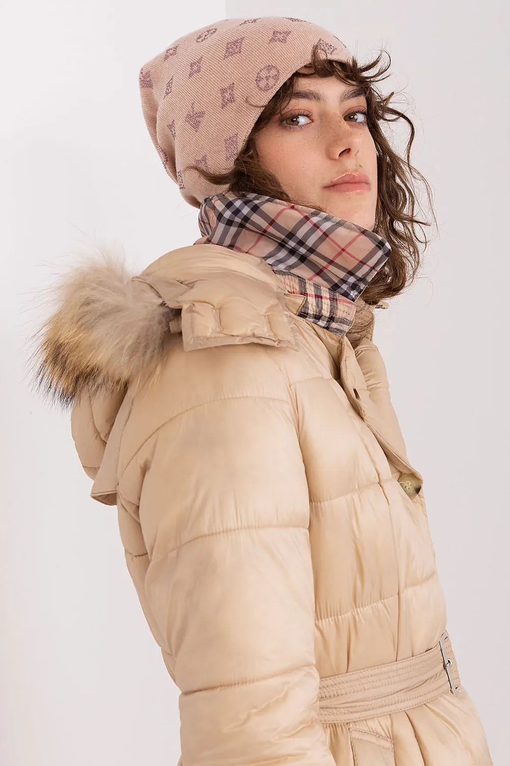 Warm winter beanie hat with cashmere