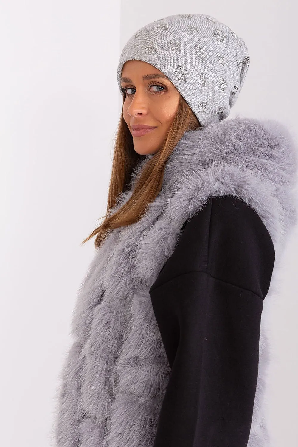Warm winter beanie hat with cashmere