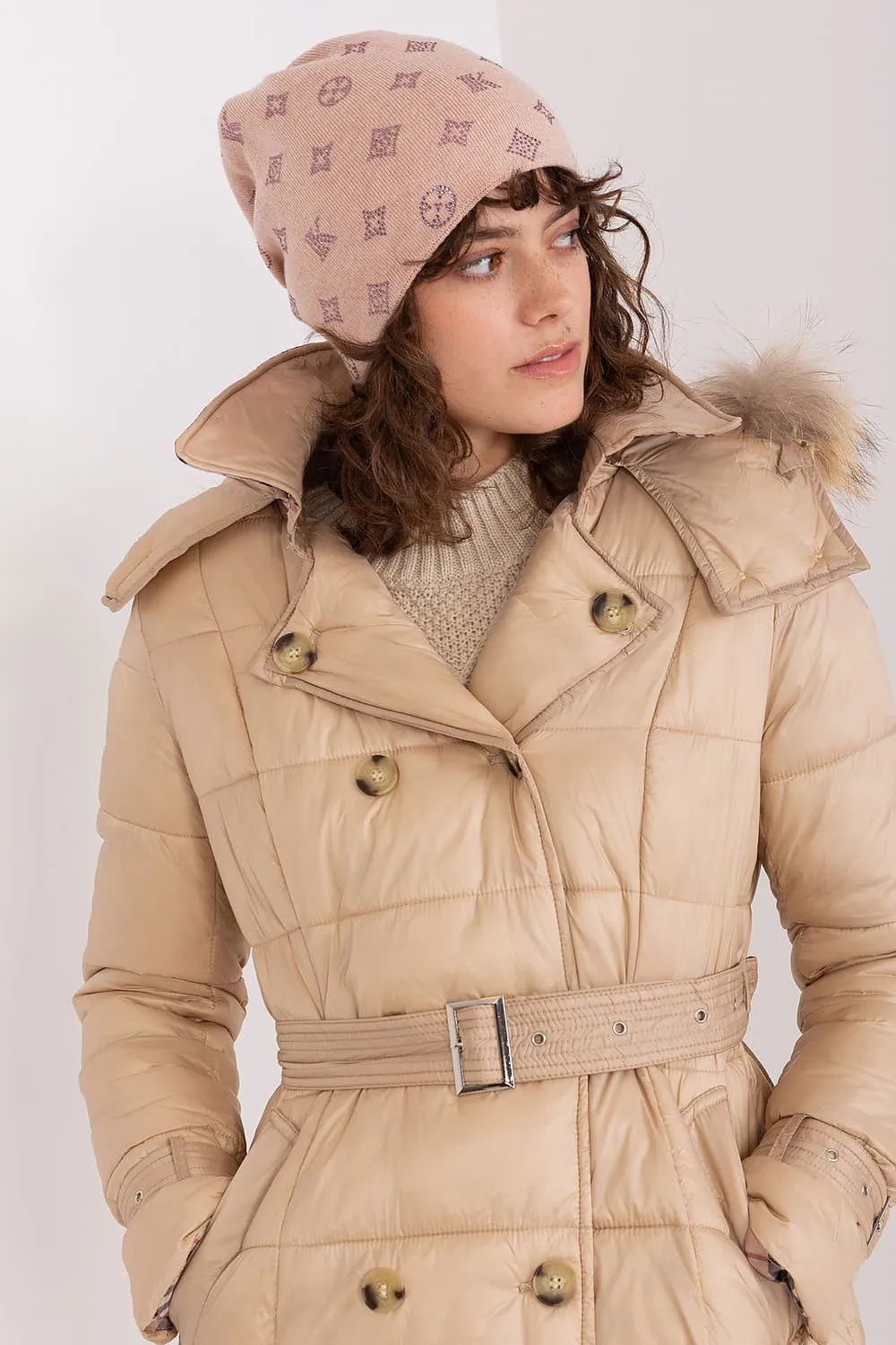 Warm winter beanie hat with cashmere