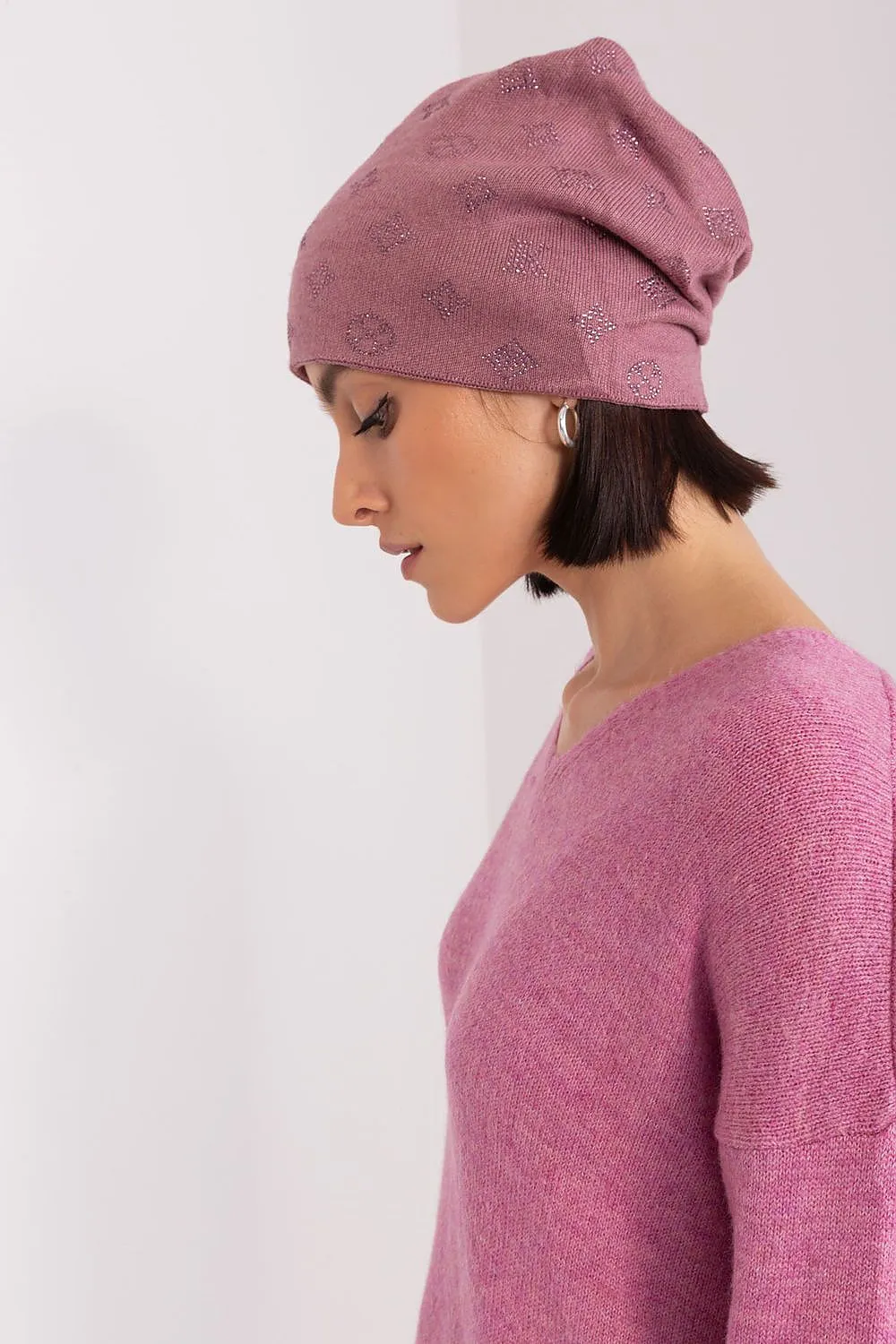 Warm winter beanie hat with cashmere