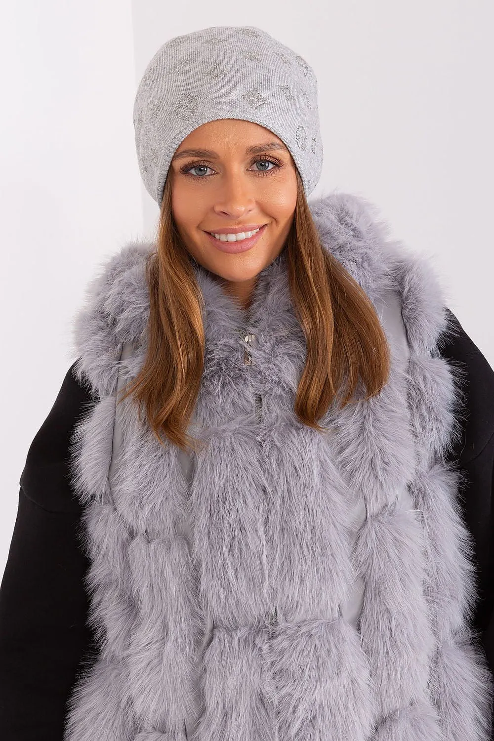 Warm winter beanie hat with cashmere