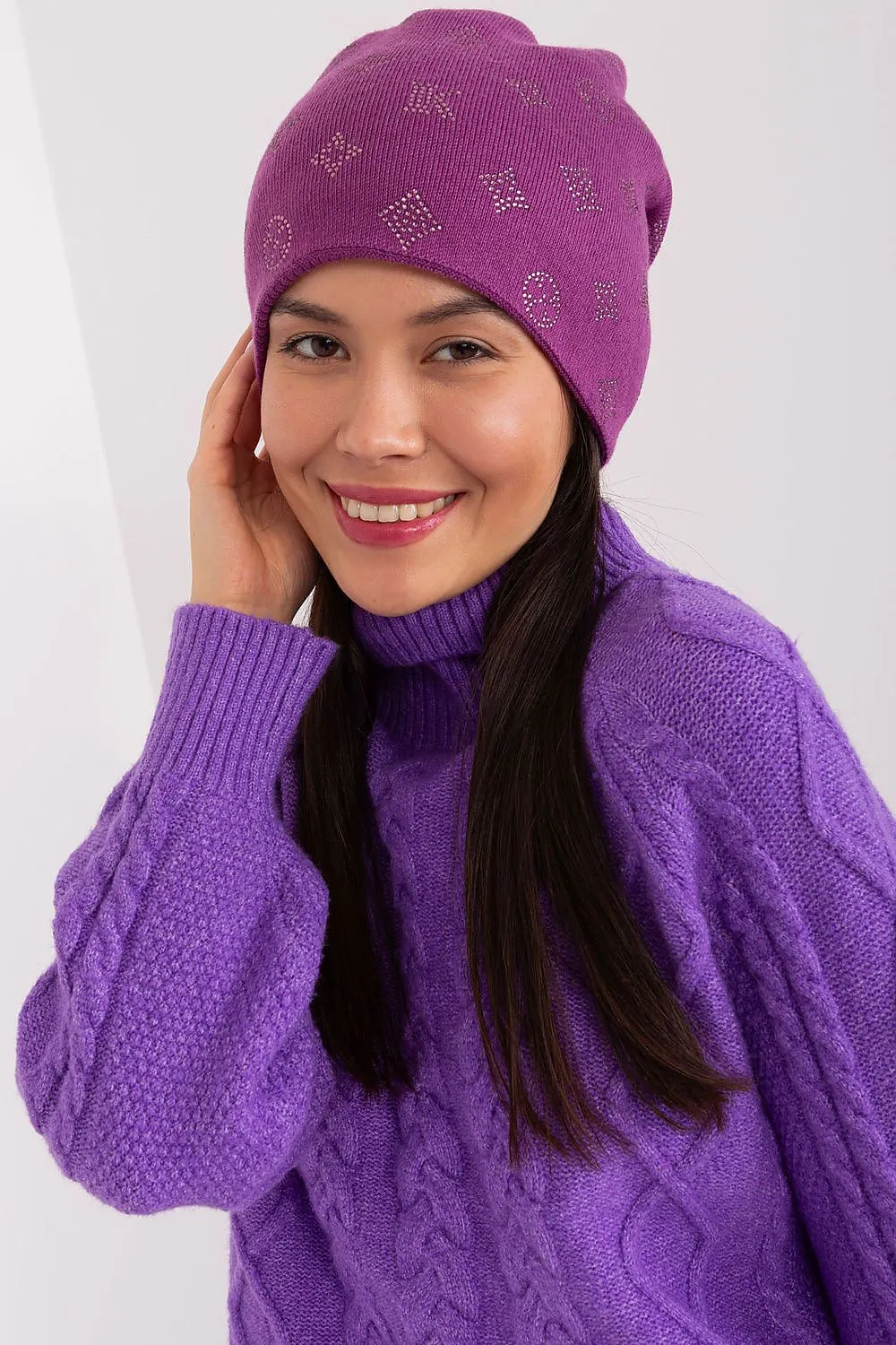 Warm winter beanie hat with cashmere