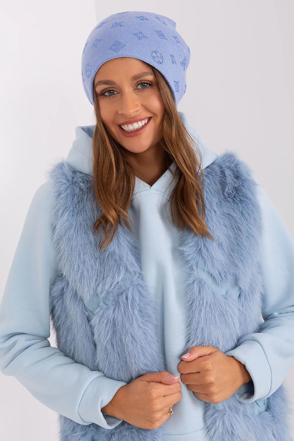 Warm winter beanie hat with cashmere