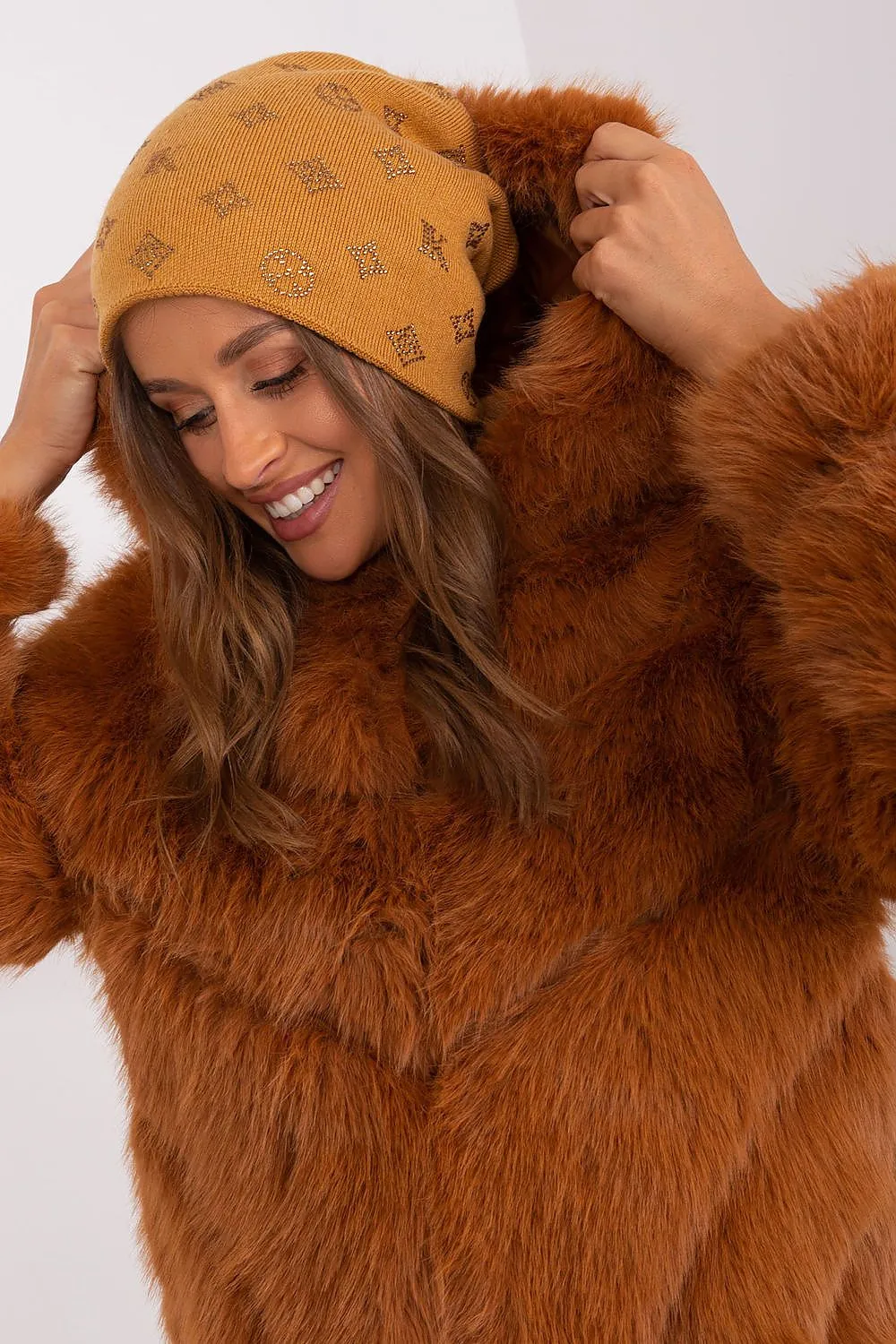 Warm winter beanie hat with cashmere