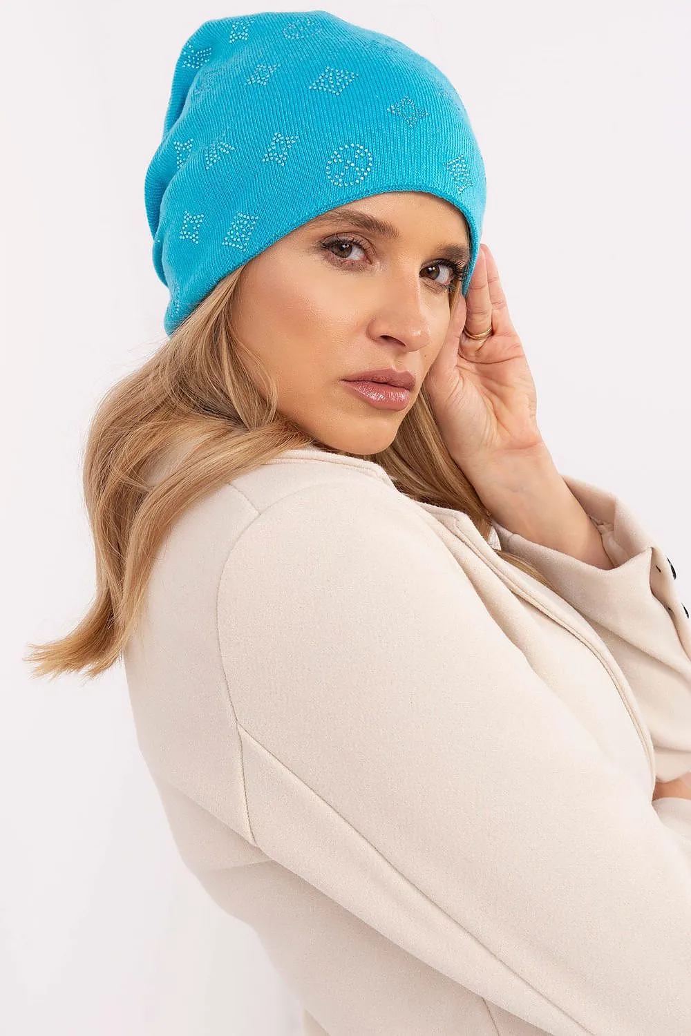Warm winter beanie hat with cashmere