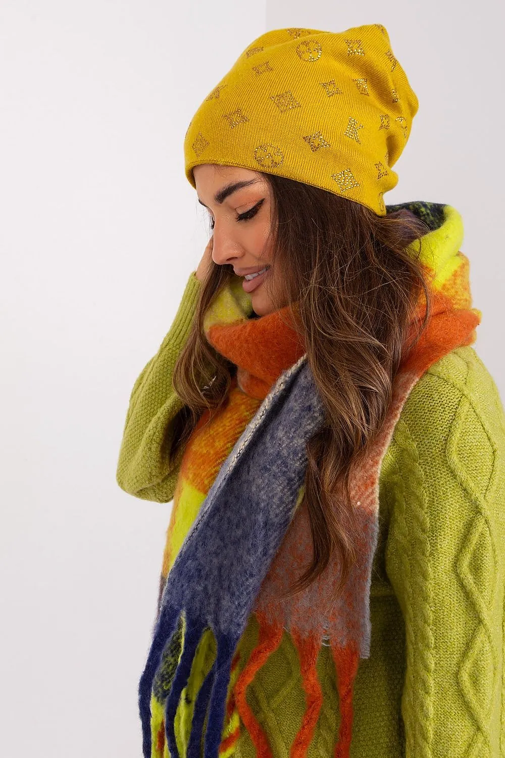 Warm winter beanie hat with cashmere