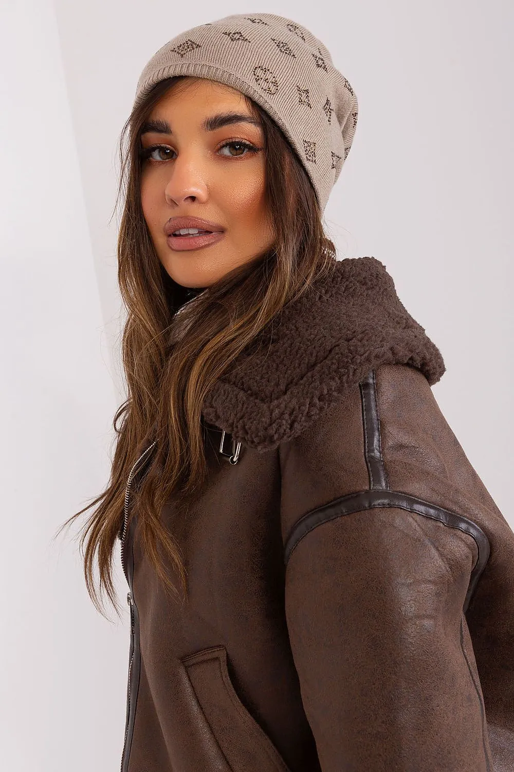 Warm winter beanie hat with cashmere