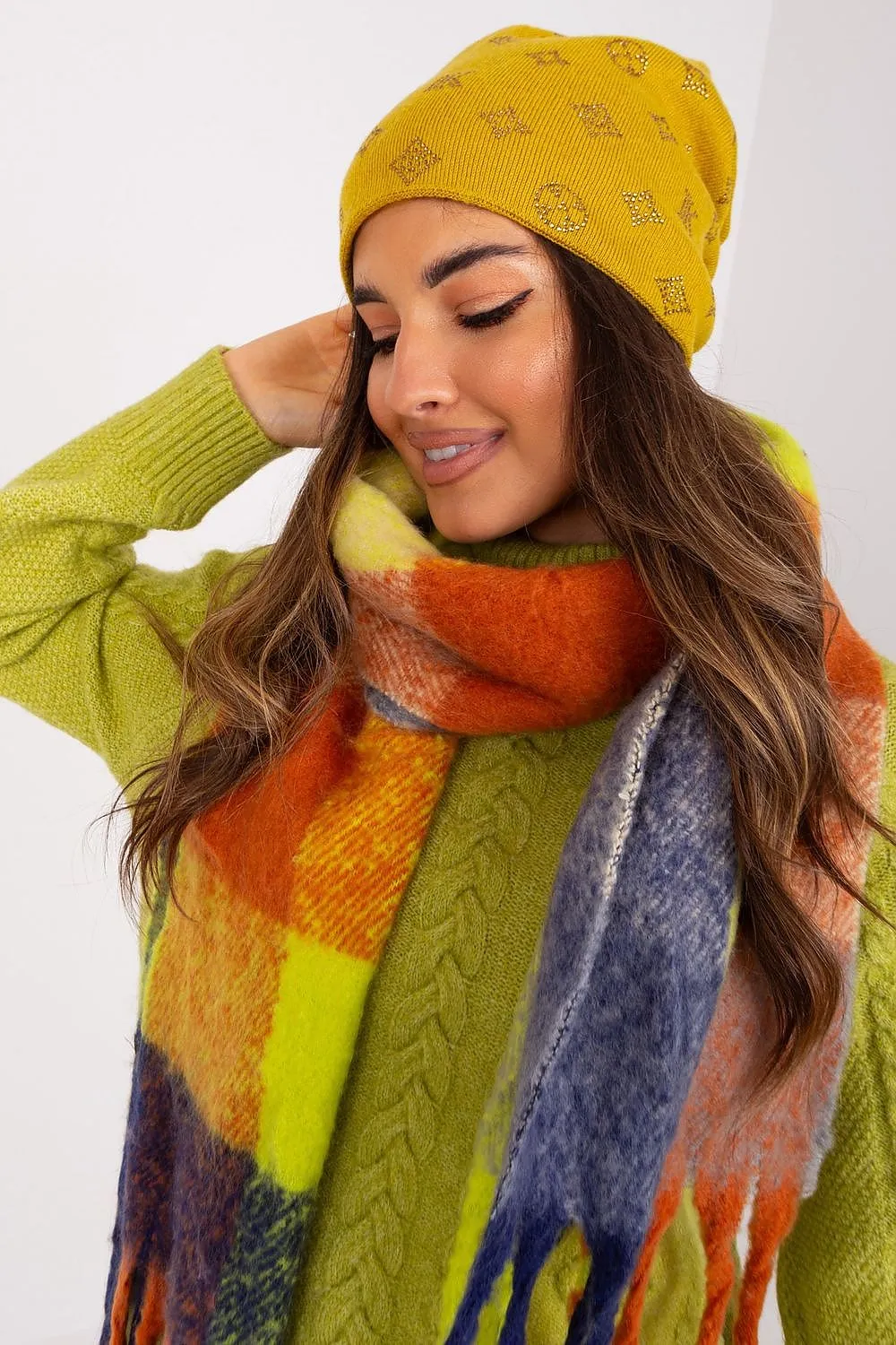 Warm winter beanie hat with cashmere