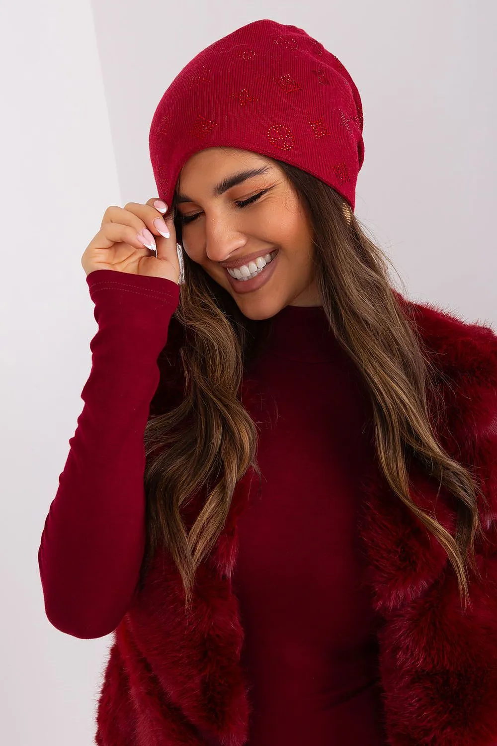 Warm winter beanie hat with cashmere