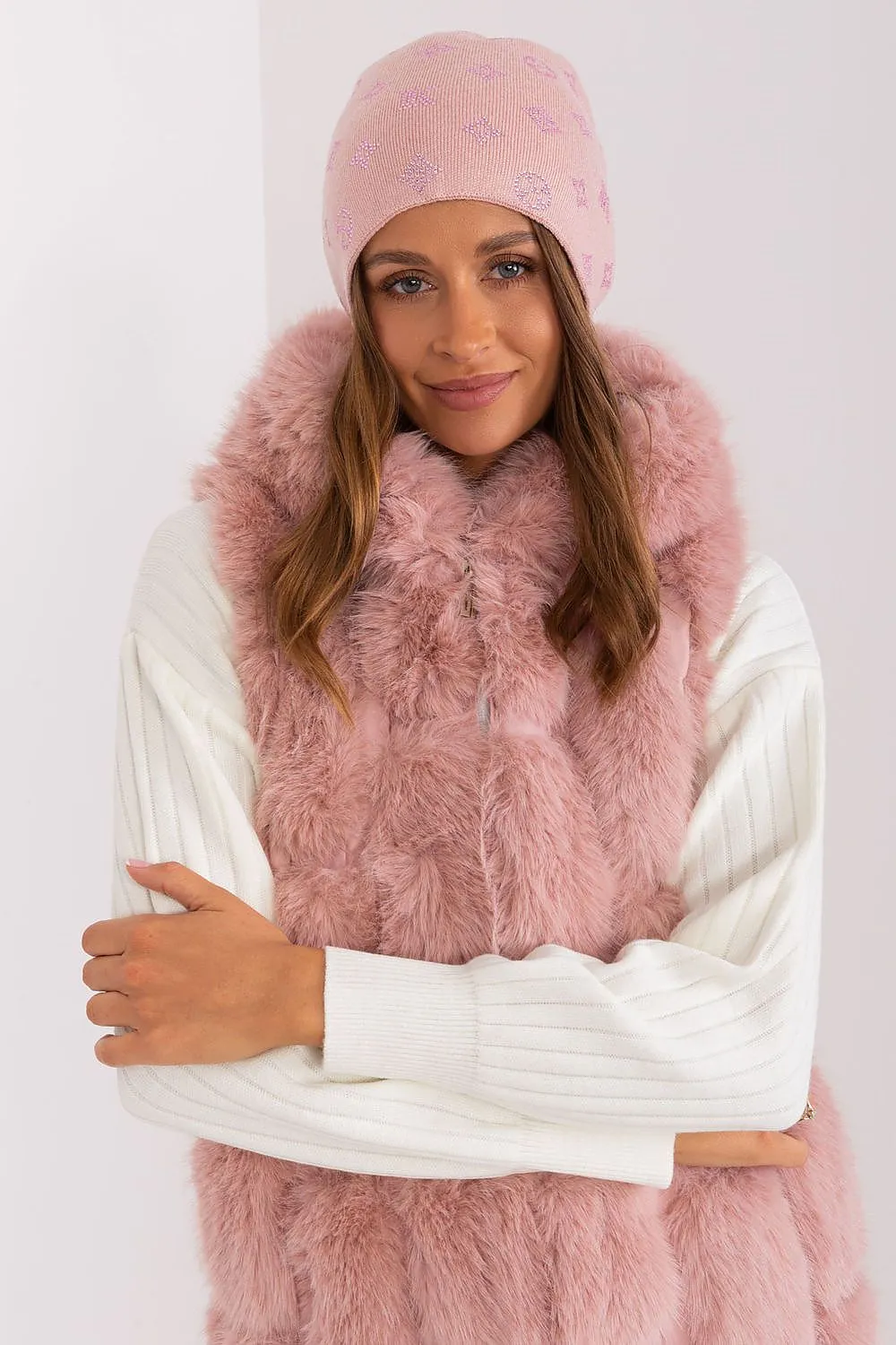 Warm winter beanie hat with cashmere