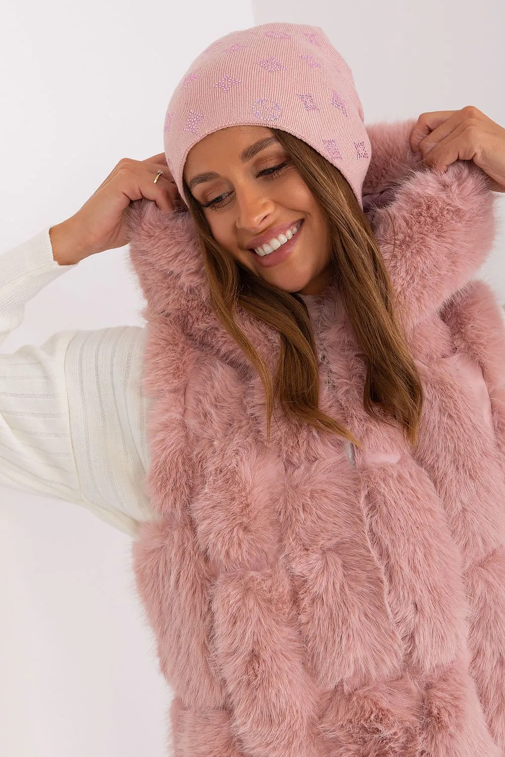 Warm winter beanie hat with cashmere