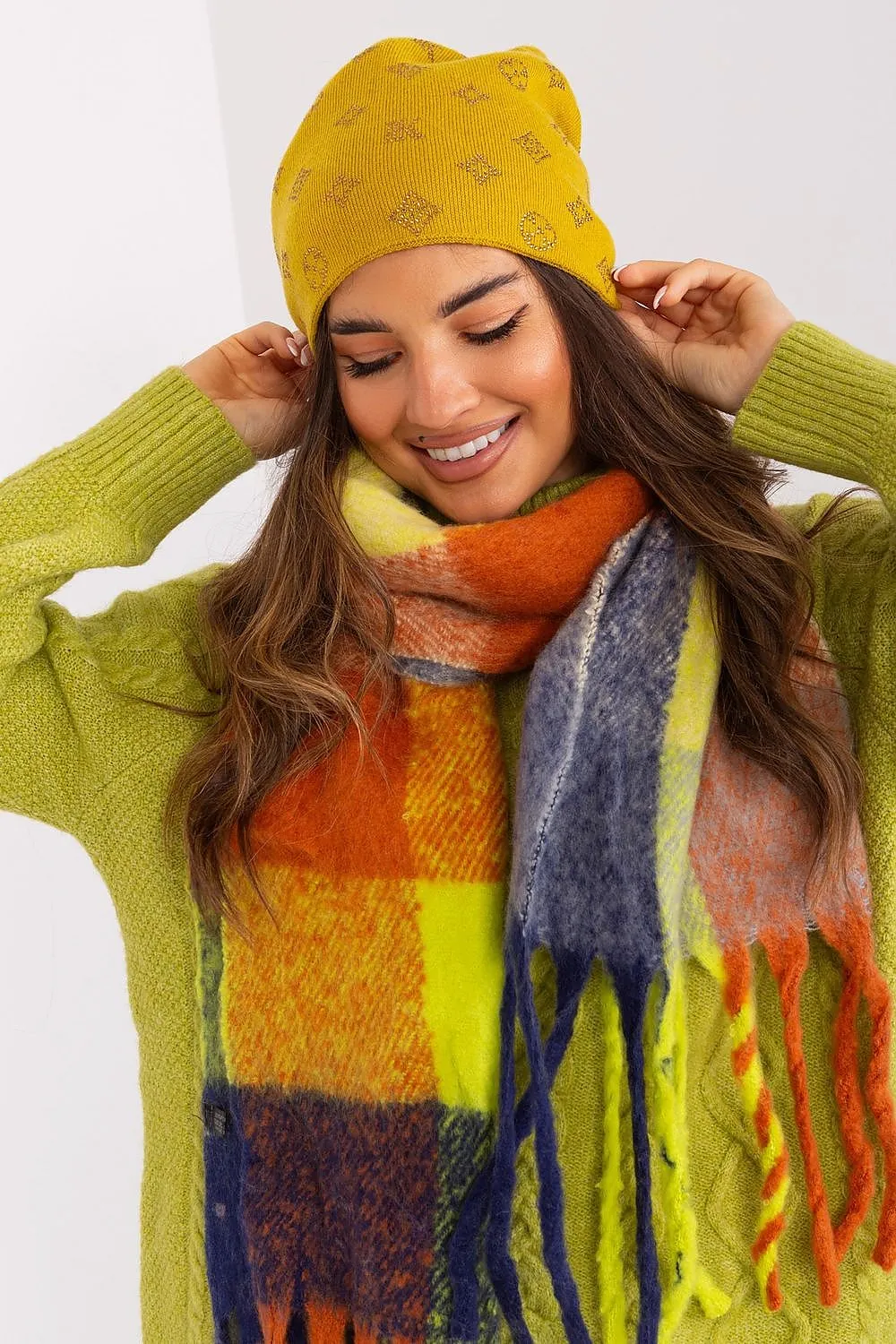 Warm winter beanie hat with cashmere
