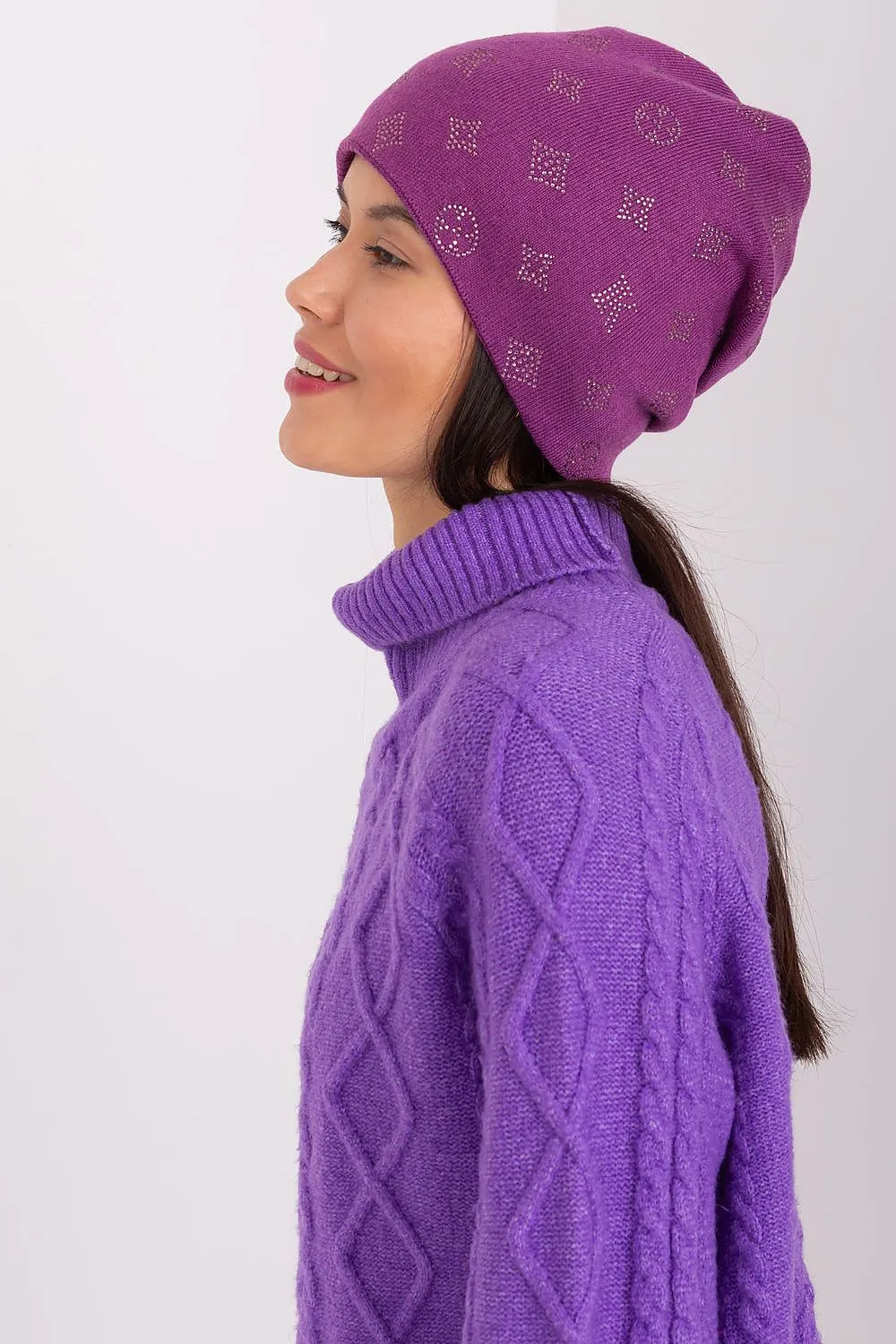 Warm winter beanie hat with cashmere