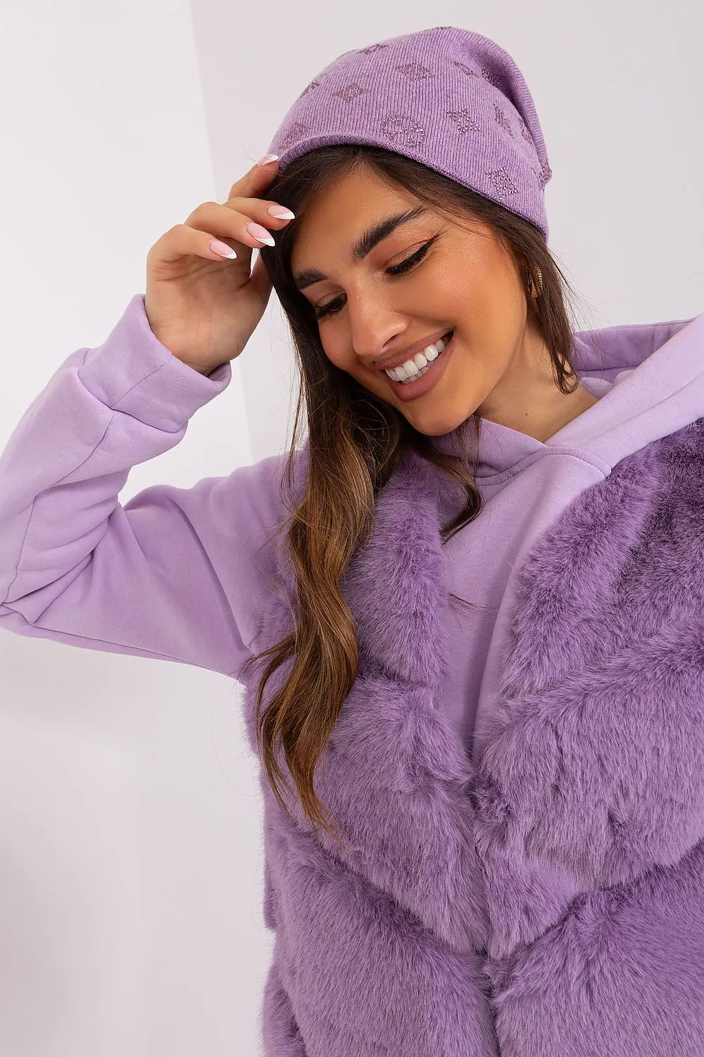 Warm winter beanie hat with cashmere