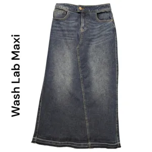 Wash Lab | NWOT Women's Maxi Jeans Denim Skirt | Aquamarine Blue | 25 = Size 2