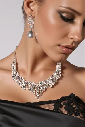Wendy Rhinestone Cubic Necklace With Earrings