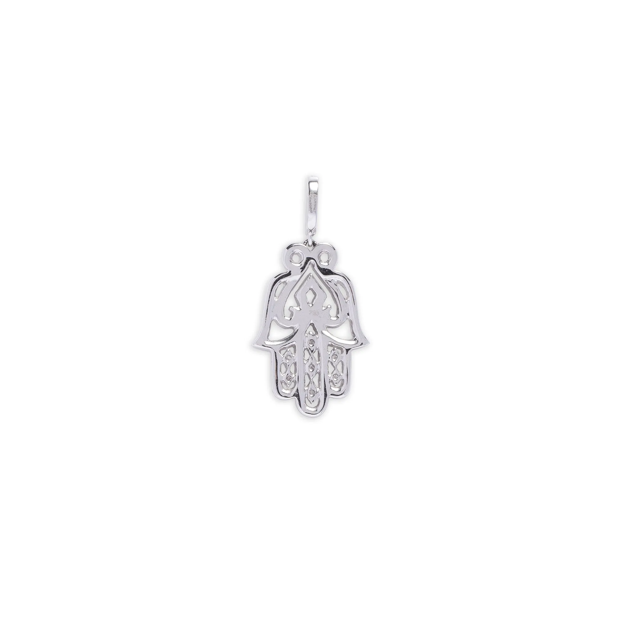White Diamond Large Oriental Hamsa Pendant