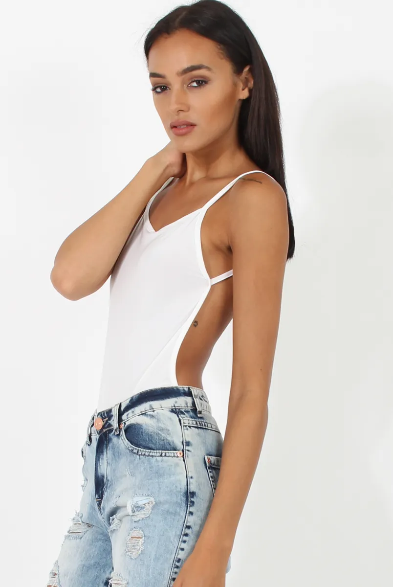 White Open Back Bodysuit - Aniyah