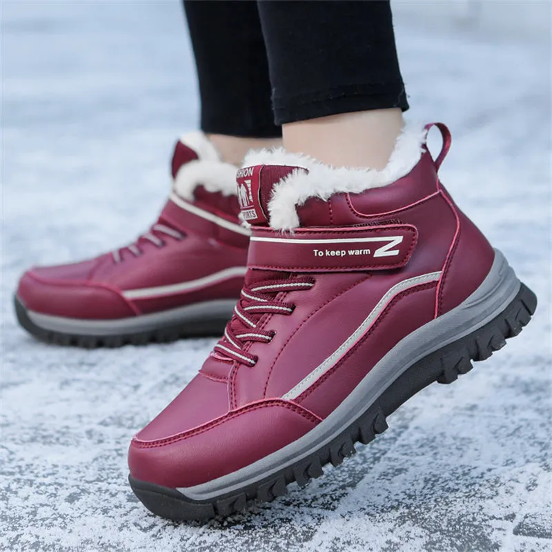 Winter Warm Plush Round Toe TPR Sole Women Snow Boots for Walking