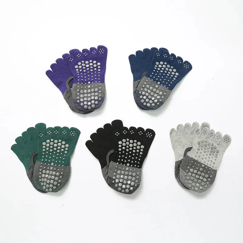 Women Breathable Pilates Socks - Five Toe Silicone Non-Slip Yoga Socks, Bandage Ballet Dance Ladies Fitness Sports Cotton Sock