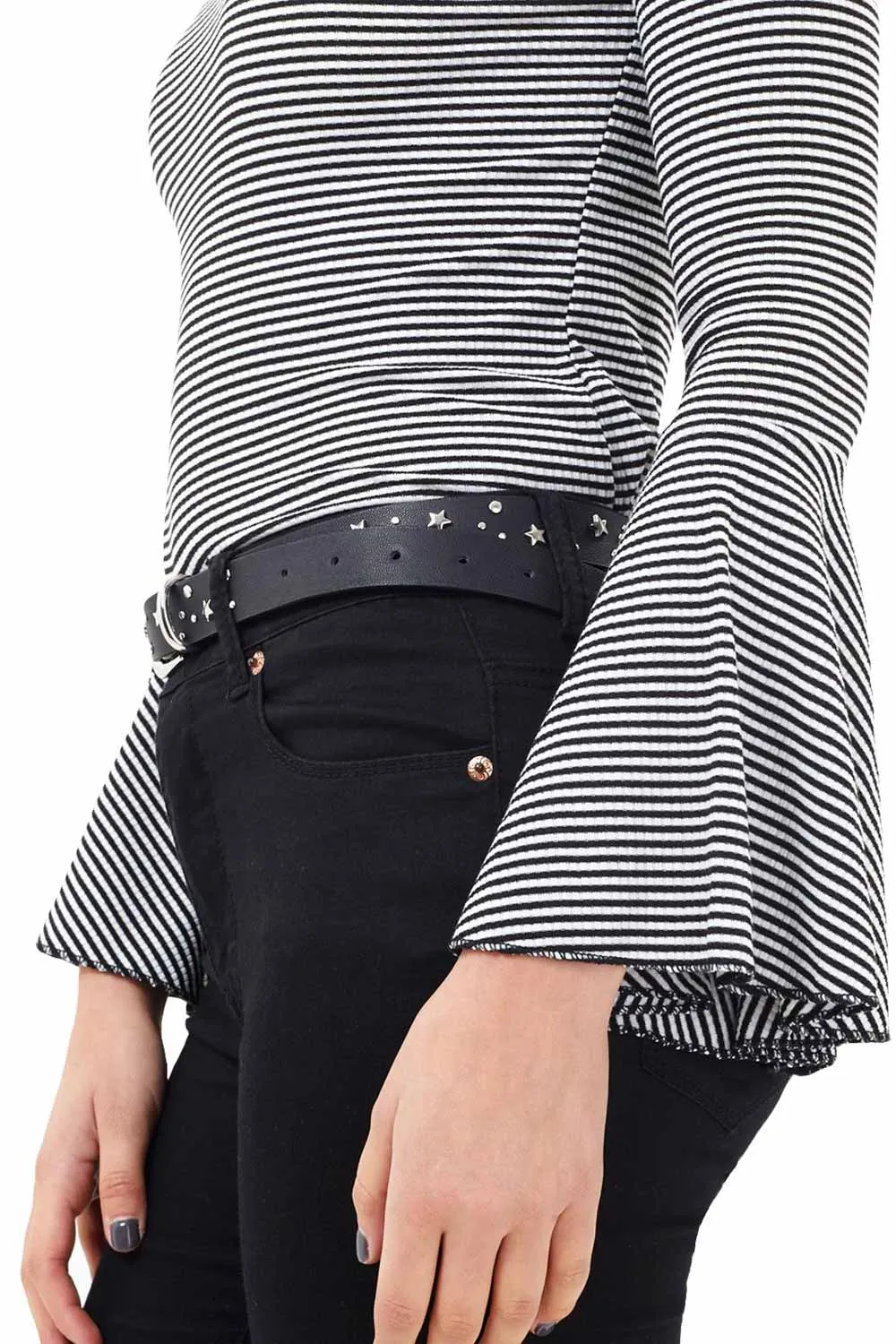 Women Crew Neck Bell Sleeve Top