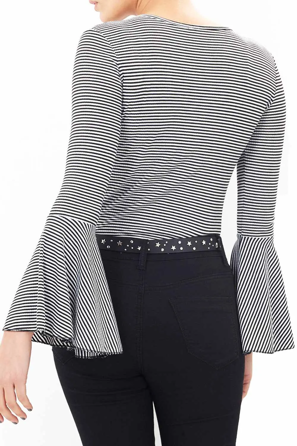 Women Crew Neck Bell Sleeve Top