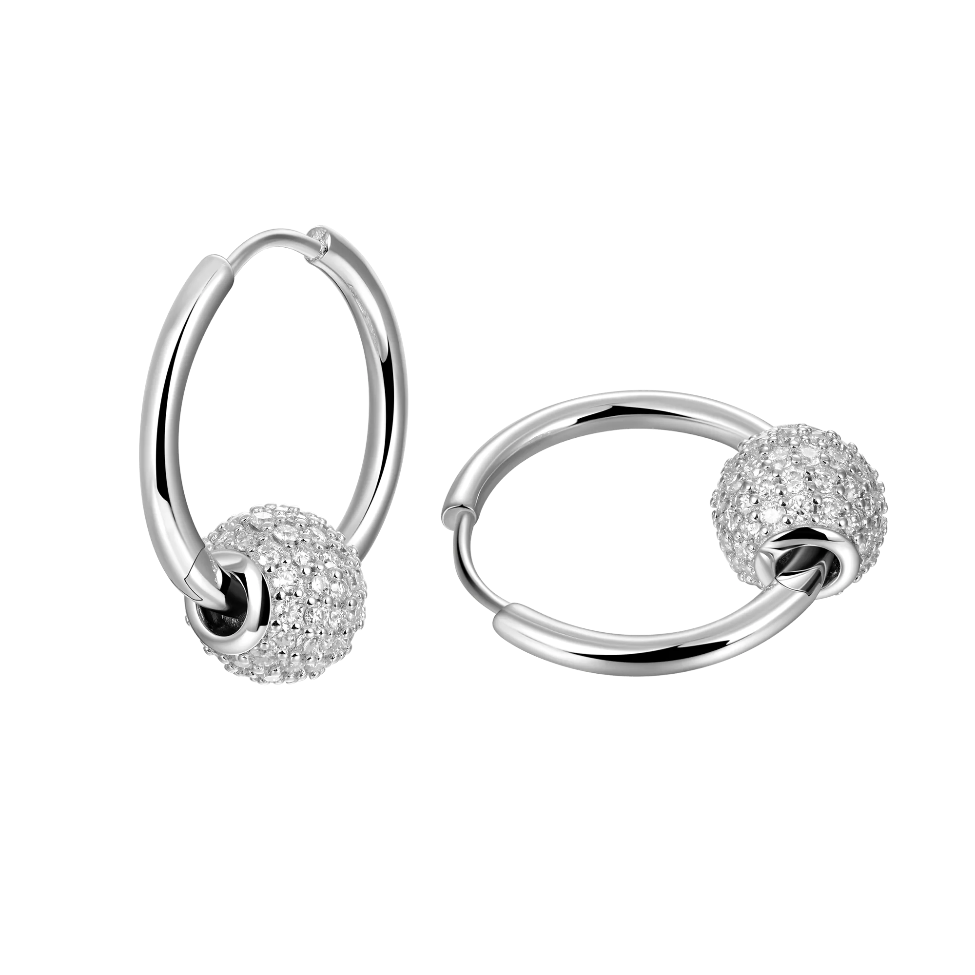 Women's Ball Hoop Earrings - Pair