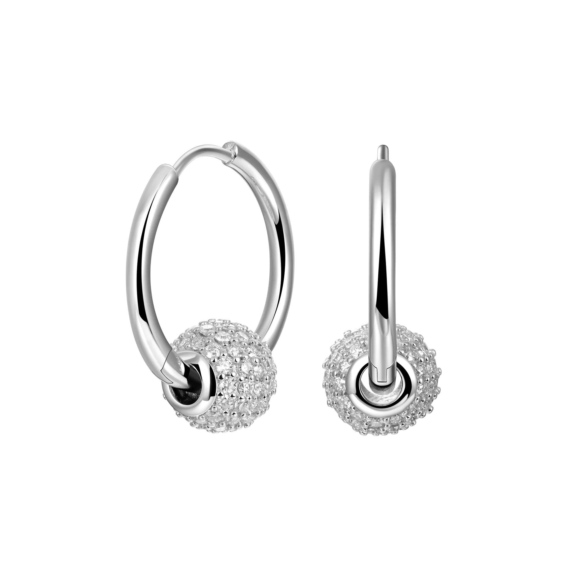 Women's Ball Hoop Earrings - Pair