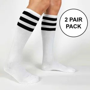 Women's Basic Cotton Striped Knee Highs - 2 Pair Pack