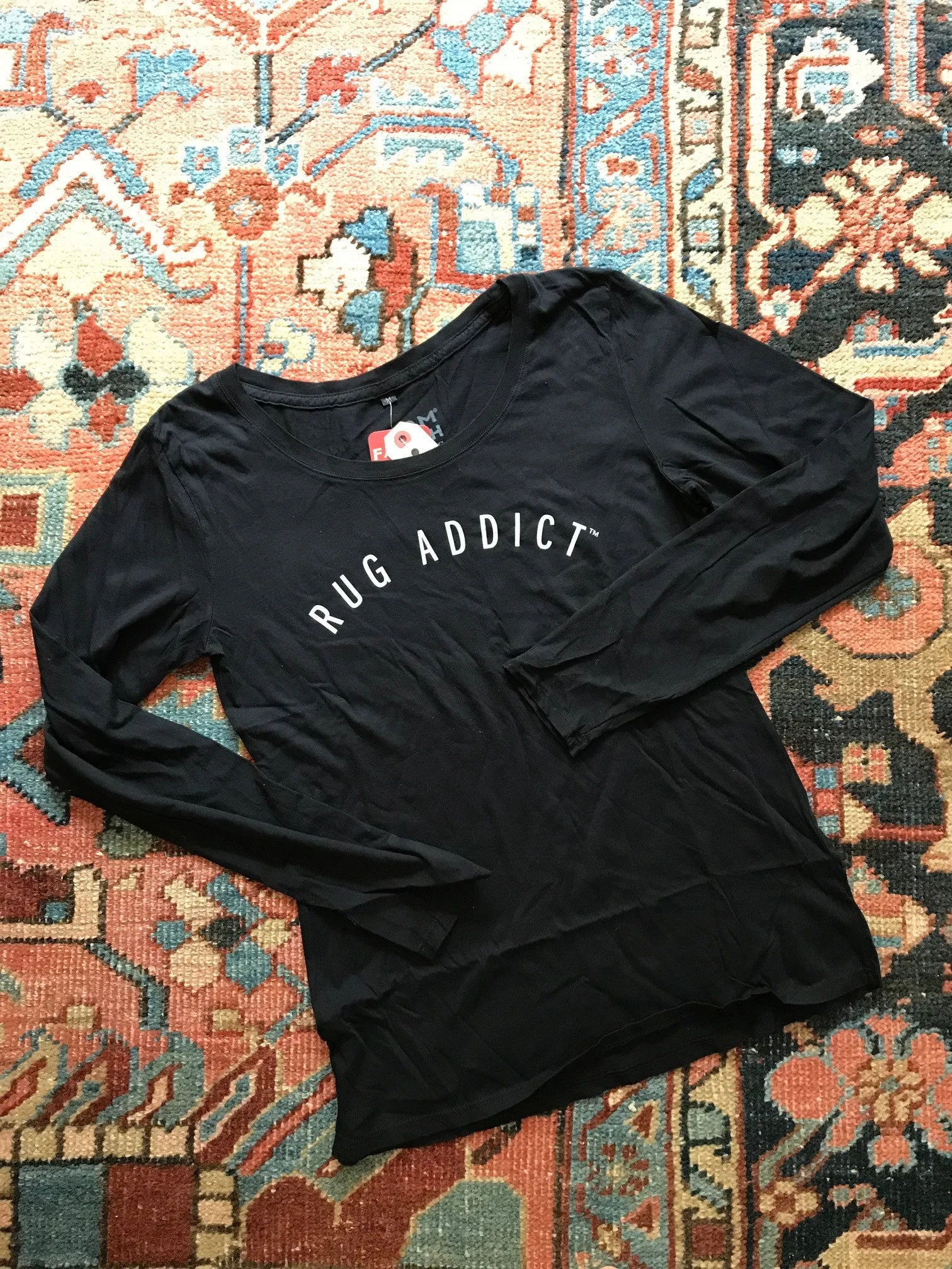 Women's Black Block Letter Fine Long Sleeve T-Shirt