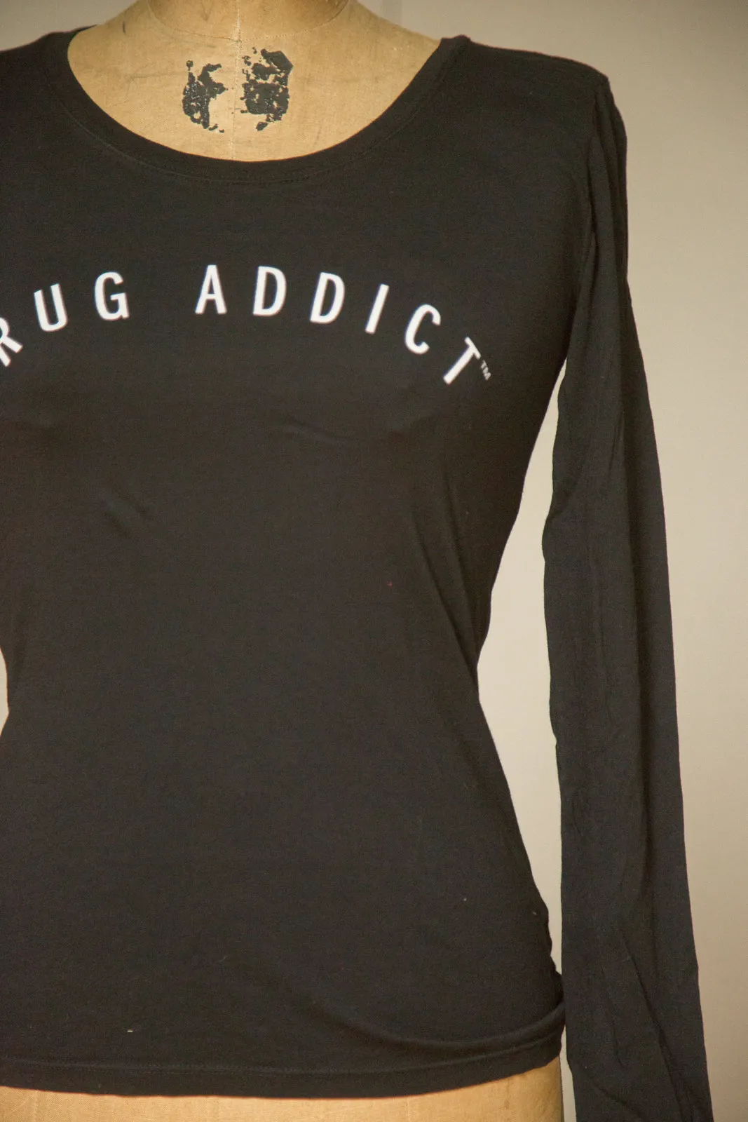 Women's Black Block Letter Fine Long Sleeve T-Shirt