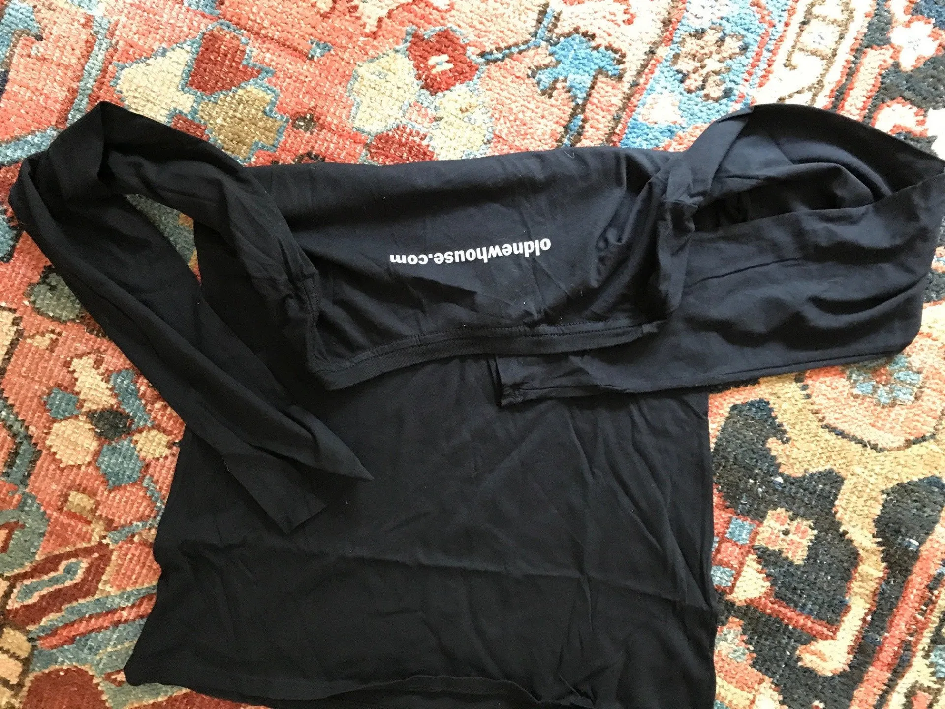 Women's Black Block Letter Fine Long Sleeve T-Shirt
