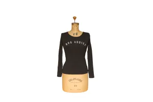 Women's Black Block Letter Fine Long Sleeve T-Shirt