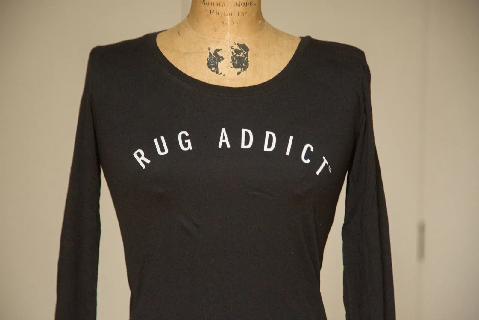 Women's Black Block Letter Fine Long Sleeve T-Shirt