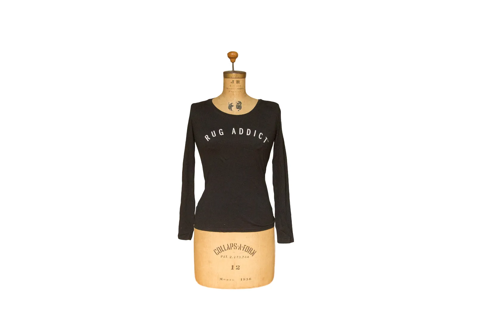 Women's Black Block Letter Fine Long Sleeve T-Shirt