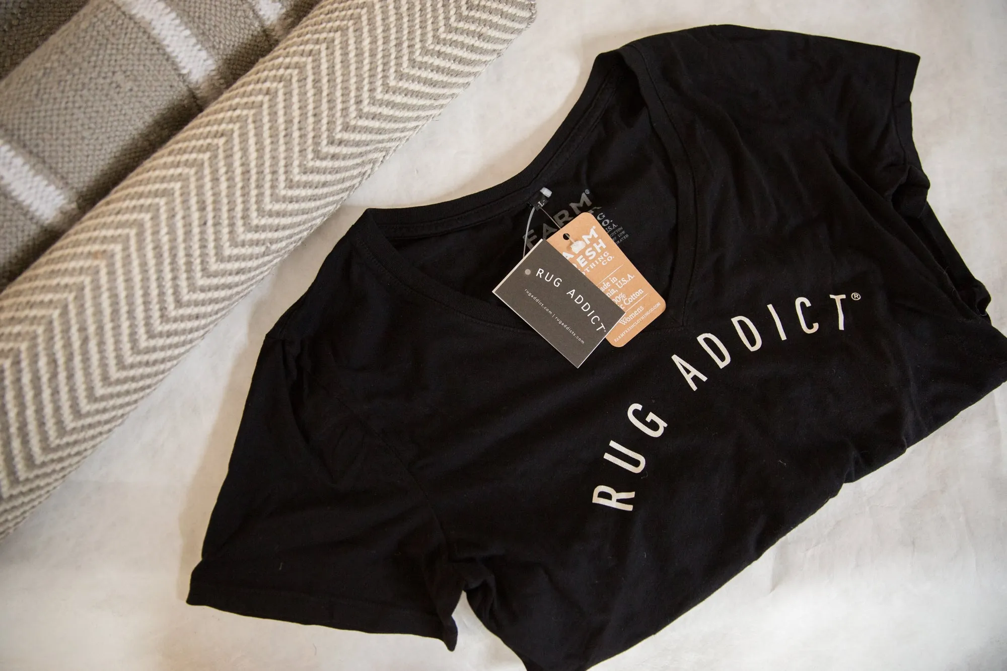 Women's Black Block Letter V-Neck T-Shirt