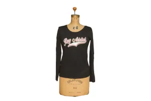 Women's Black Retro Letter Fine Long Sleeve T-Shirt