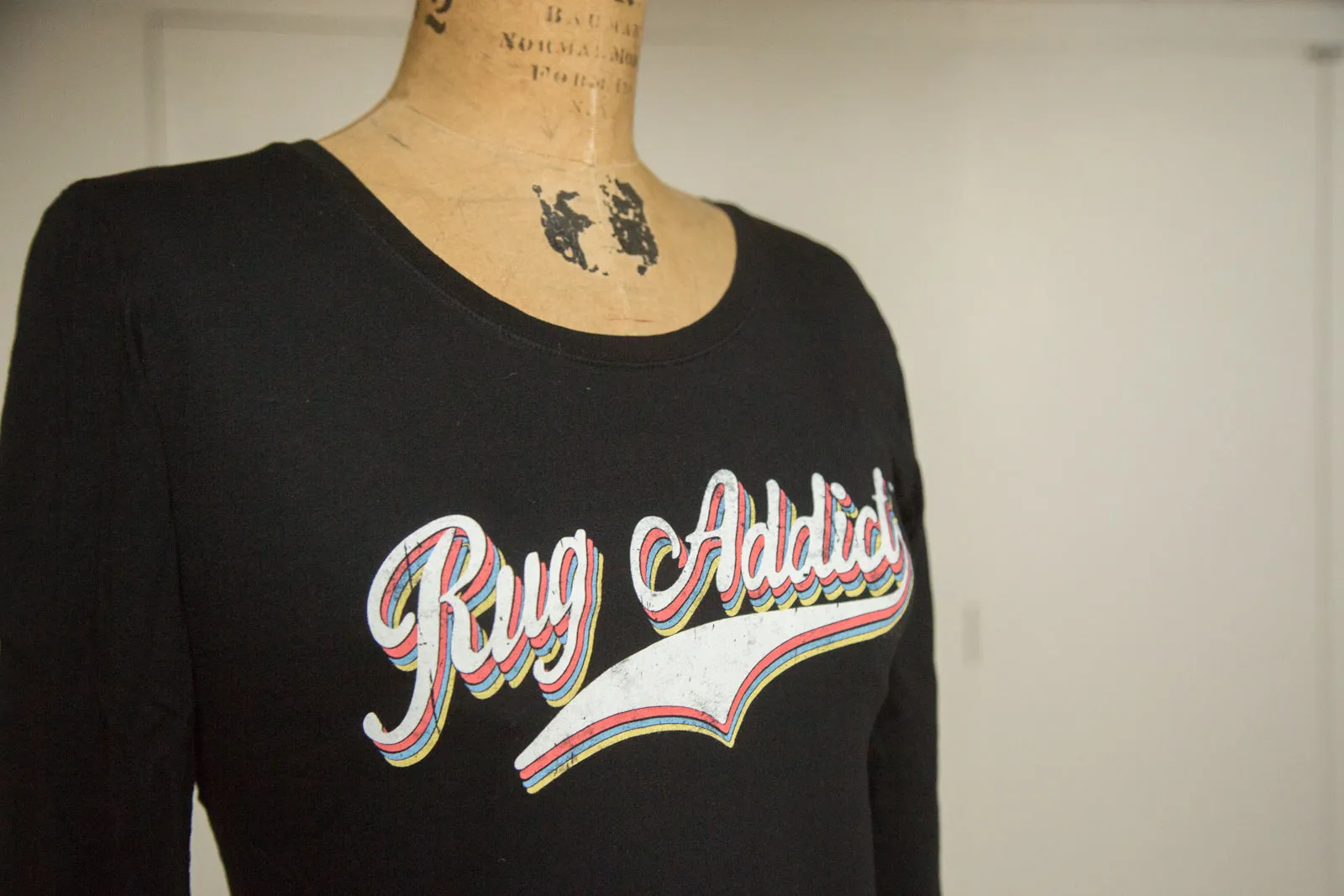 Women's Black Retro Letter Fine Long Sleeve T-Shirt