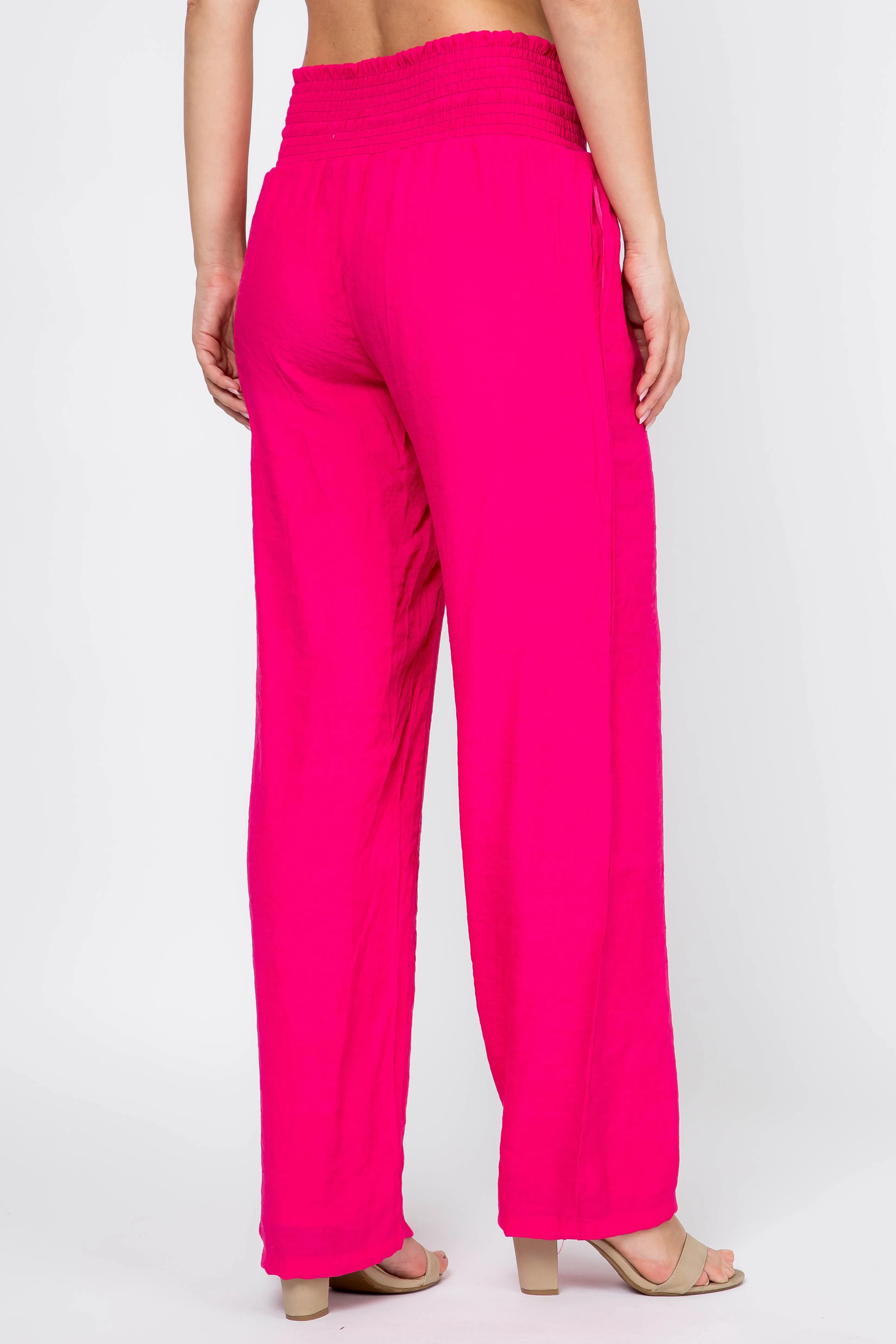Women's Casual Resort Wear Smocked Waist Drawstring Palazzo Pant