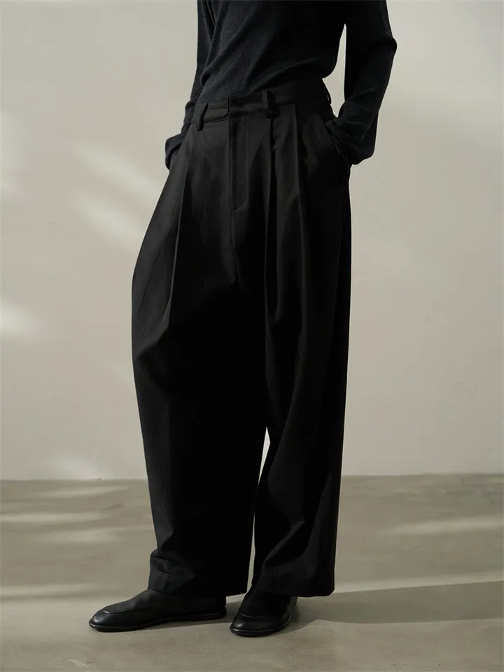 Women's Casual Simple Black Grey Mid-Rise Suit Pants