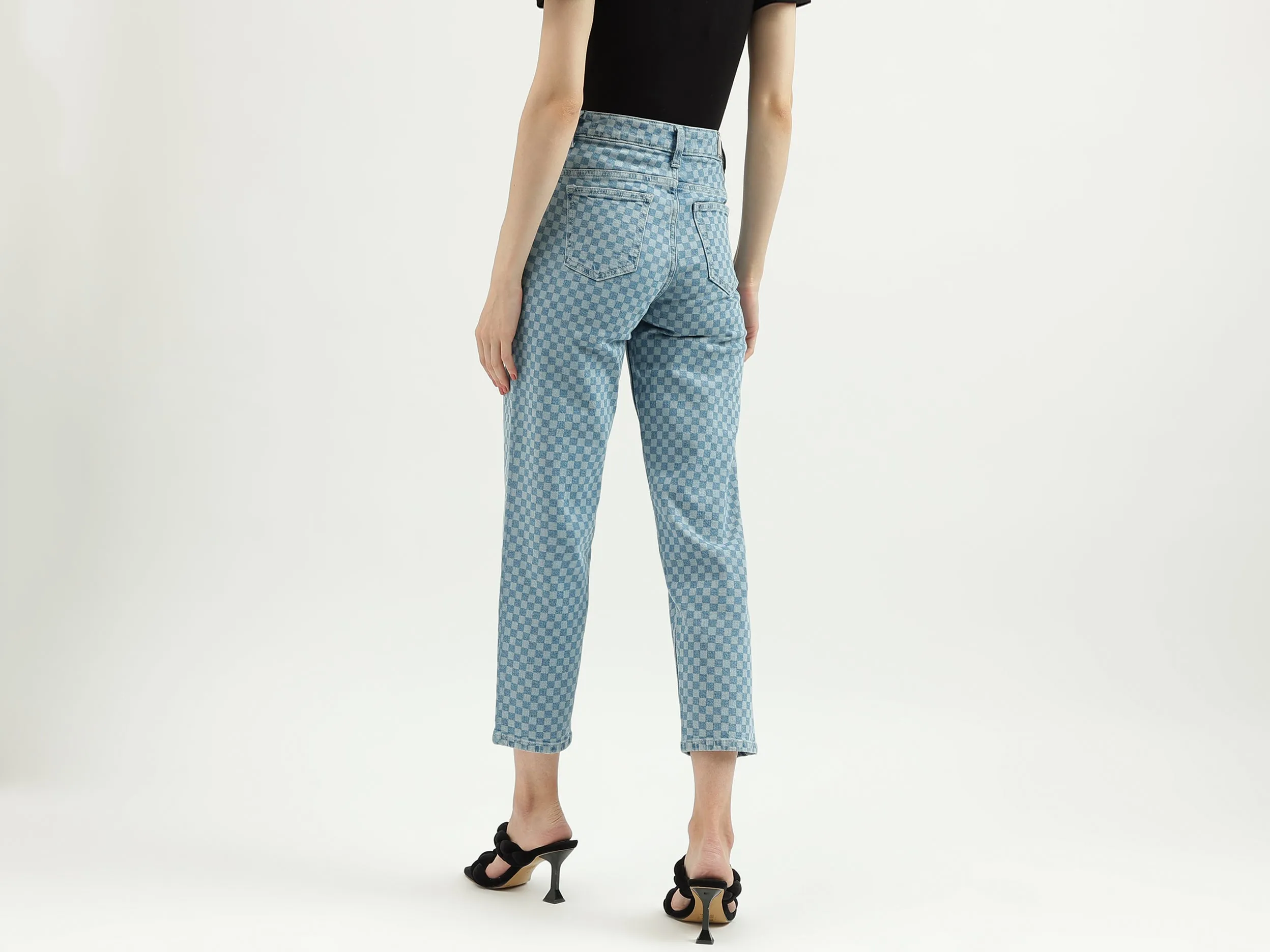 Women's Checked Regular Fit Jeans